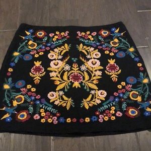 Umgee embroidered skirt in front- plain black back